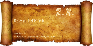 Ricz Márk névjegykártya